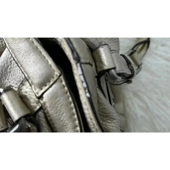 B Markowski Metallic Silver Color, leather Satchel Handbag, Designer Handbag - Picture 4 of 16